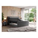 Łóżko kontynentalne KING EIGAR 200x200 - H4 - ciemnoszary, ekoskóra