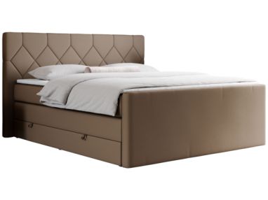 Łóżko kontynentalne KING EIGAR 120x200 - H3 - brązowy, ekoskóra