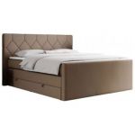 Łóżko kontynentalne KING EIGAR 120x200 - H4 - brązowy, ekoskóra