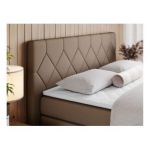 Łóżko kontynentalne KING EIGAR 140x200 - H4 - brązowy, ekoskóra