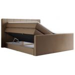 Łóżko kontynentalne KING EIGAR 140x200 - H4 - brązowy, ekoskóra