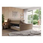 Łóżko kontynentalne KING EIGAR 180x200 - H4 - brązowy, ekoskóra