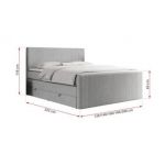 Łóżko kontynentalne KING DOREN 120x200 - H3 - jasnoszary, struktura