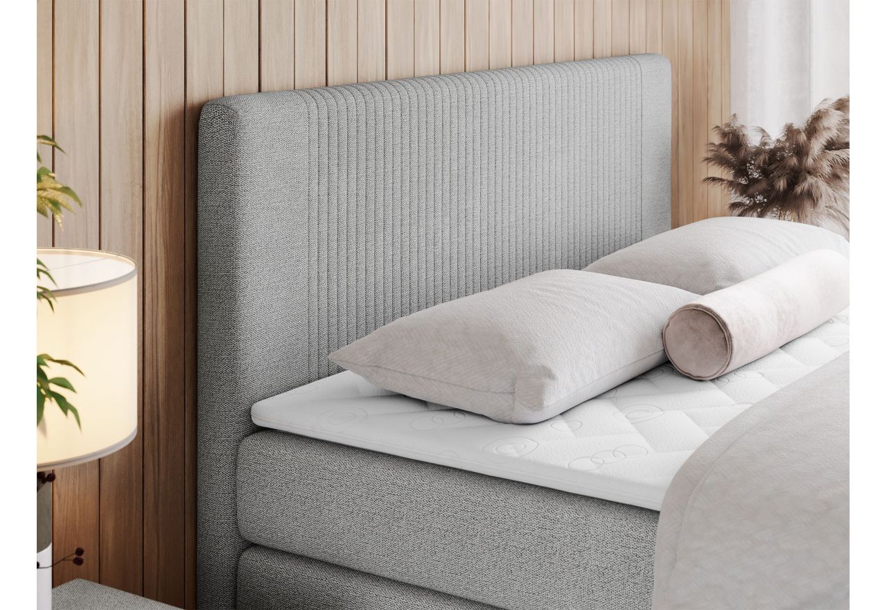 Łóżko kontynentalne KING DOREN 140x200 - H3 - jasnoszary, struktura