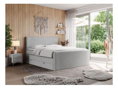 Łóżko kontynentalne KING DOREN 200x200 - H3 - jasnoszary, struktura