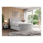 Łóżko kontynentalne KING DOREN 200x200 - H3 - jasnoszary, struktura