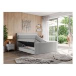 Łóżko kontynentalne KING DOREN 200x200 - H3 - jasnoszary, struktura