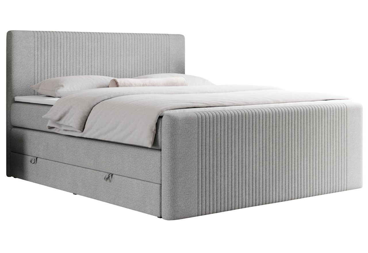 Łóżko kontynentalne KING DOREN 200x200 - H3 - jasnoszary, struktura