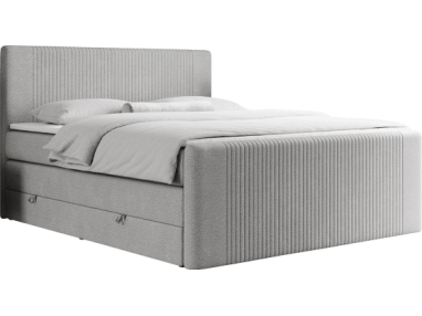 Łóżko kontynentalne KING DOREN 200x200 - H4 - jasnoszary, struktura