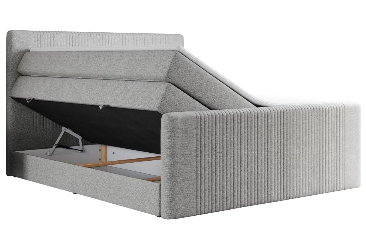 Łóżko kontynentalne KING DOREN 200x200 - H4 - jasnoszary, struktura