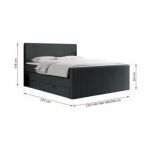 Łóżko kontynentalne KING DOREN 120x200 - H3 - ciemnoszary, struktura