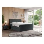 Łóżko kontynentalne KING DOREN 200x200 - H3 - ciemnoszary, struktura