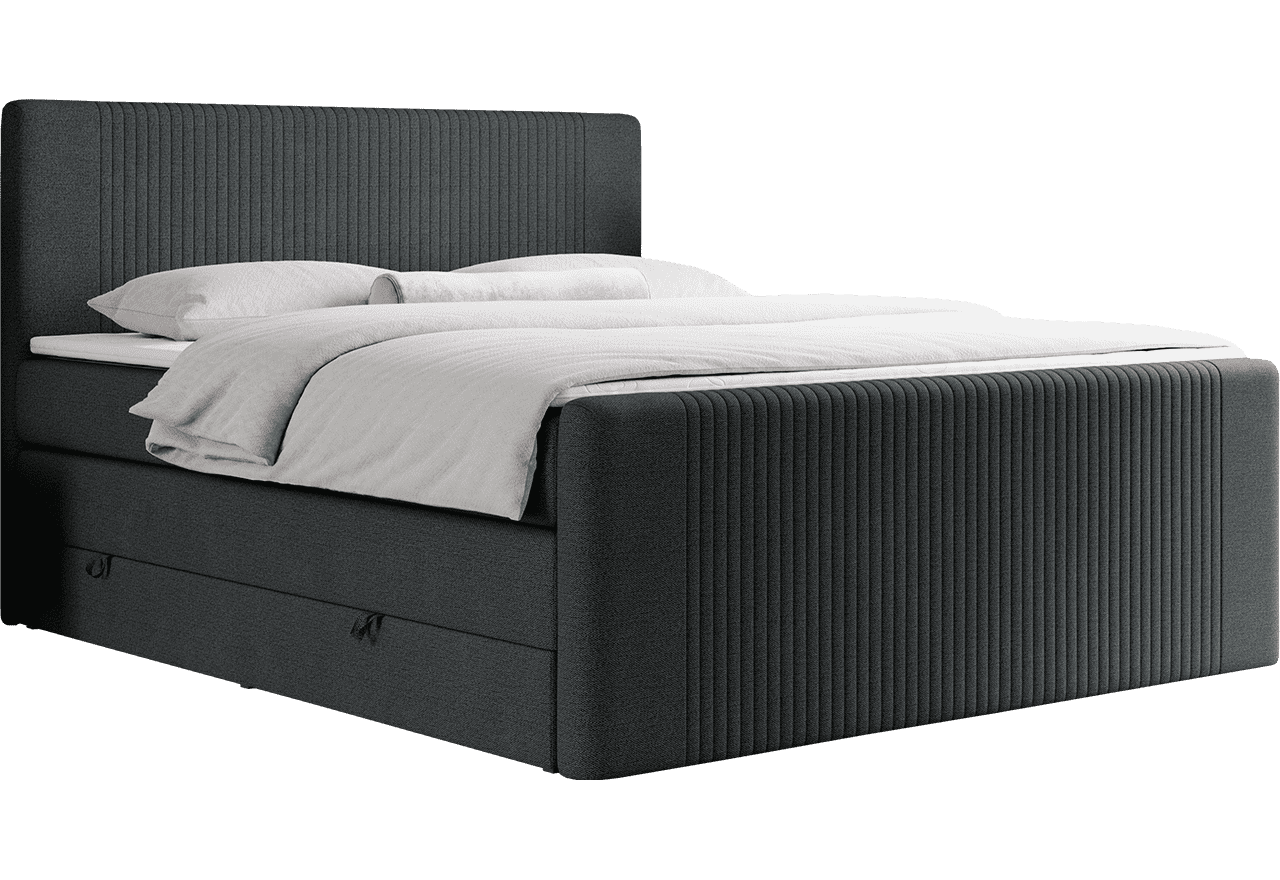 Łóżko kontynentalne KING DOREN 200x200 - H3 - ciemnoszary, struktura