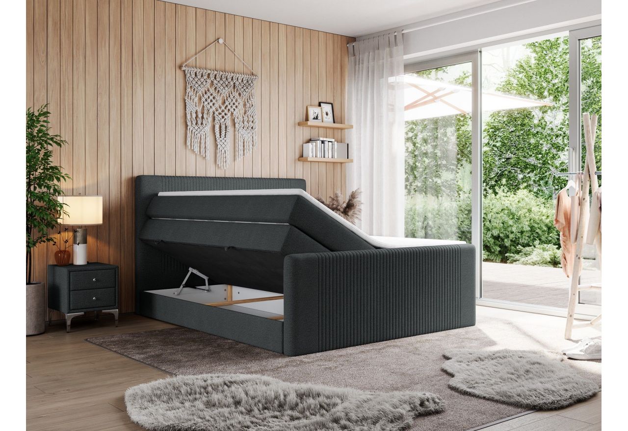 Łóżko kontynentalne KING DOREN 200x200 - H3 - ciemnoszary, struktura