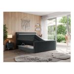Łóżko kontynentalne KING DOREN 200x200 - H3 - ciemnoszary, struktura