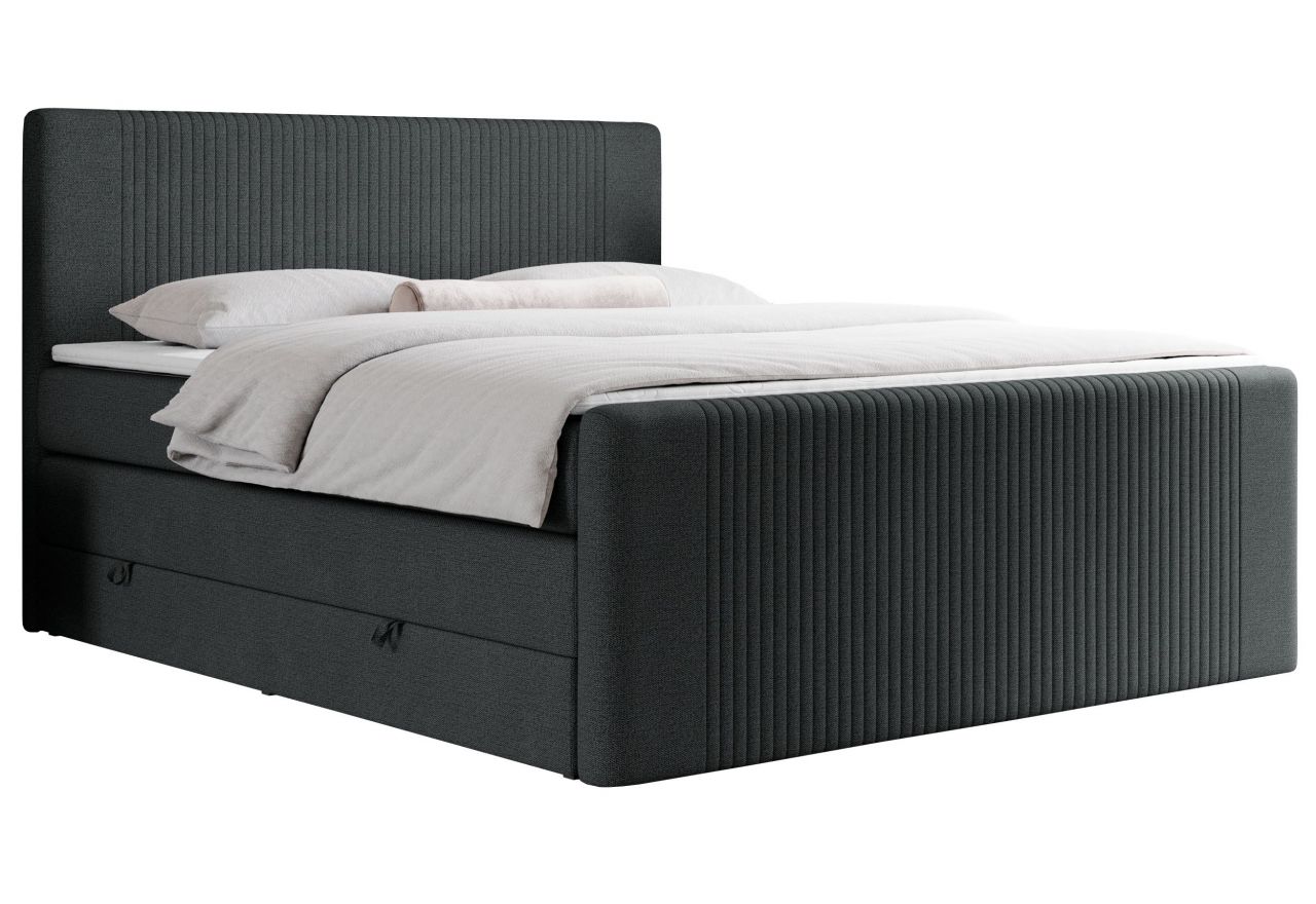 Łóżko kontynentalne KING DOREN 200x200 - H3 - ciemnoszary, struktura