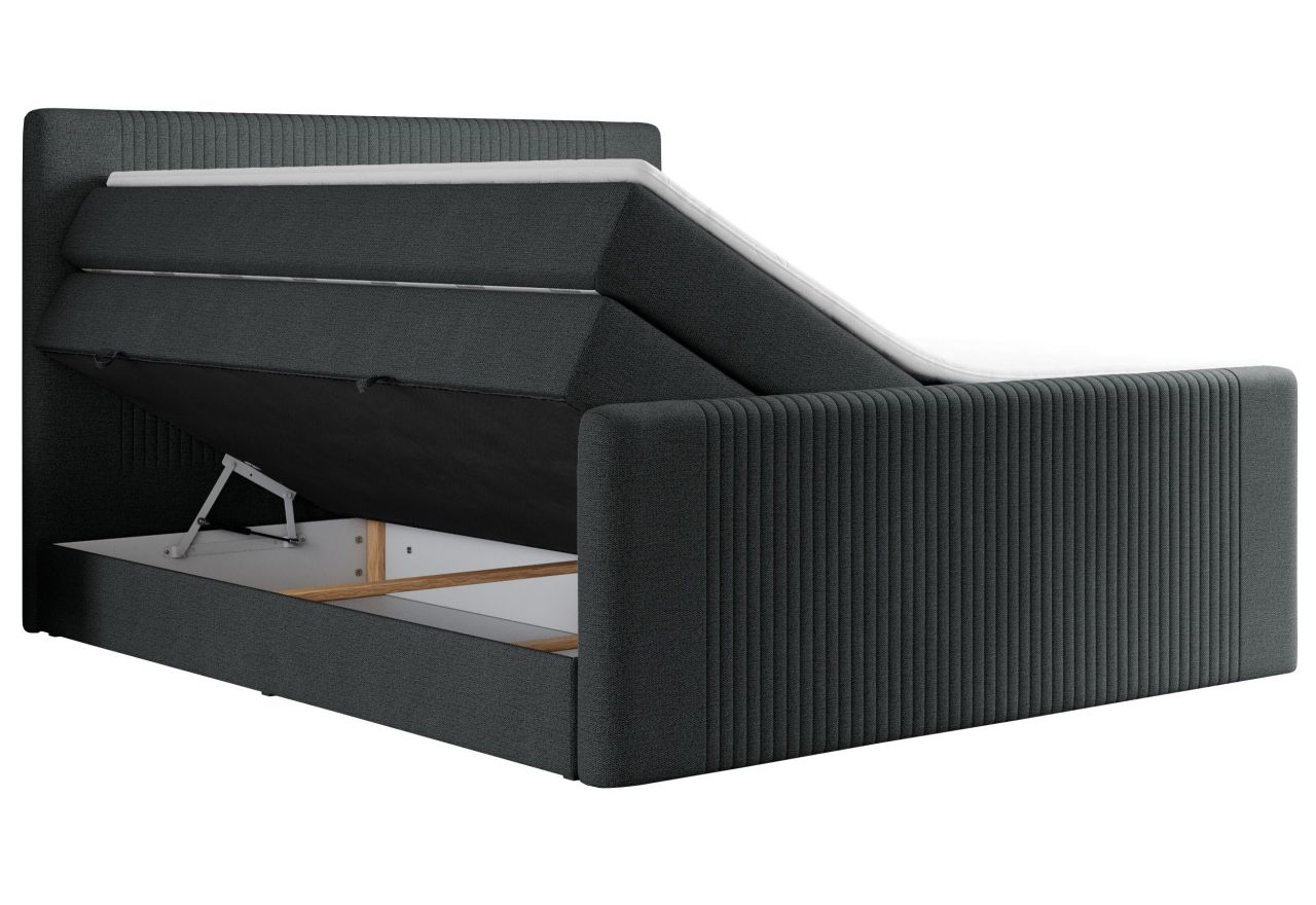 Łóżko kontynentalne KING DOREN 200x200 - H3 - ciemnoszary, struktura