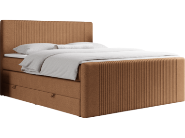 Łóżko kontynentalne KING DOREN 200x200 - H3 - pomarańczowy, struktura