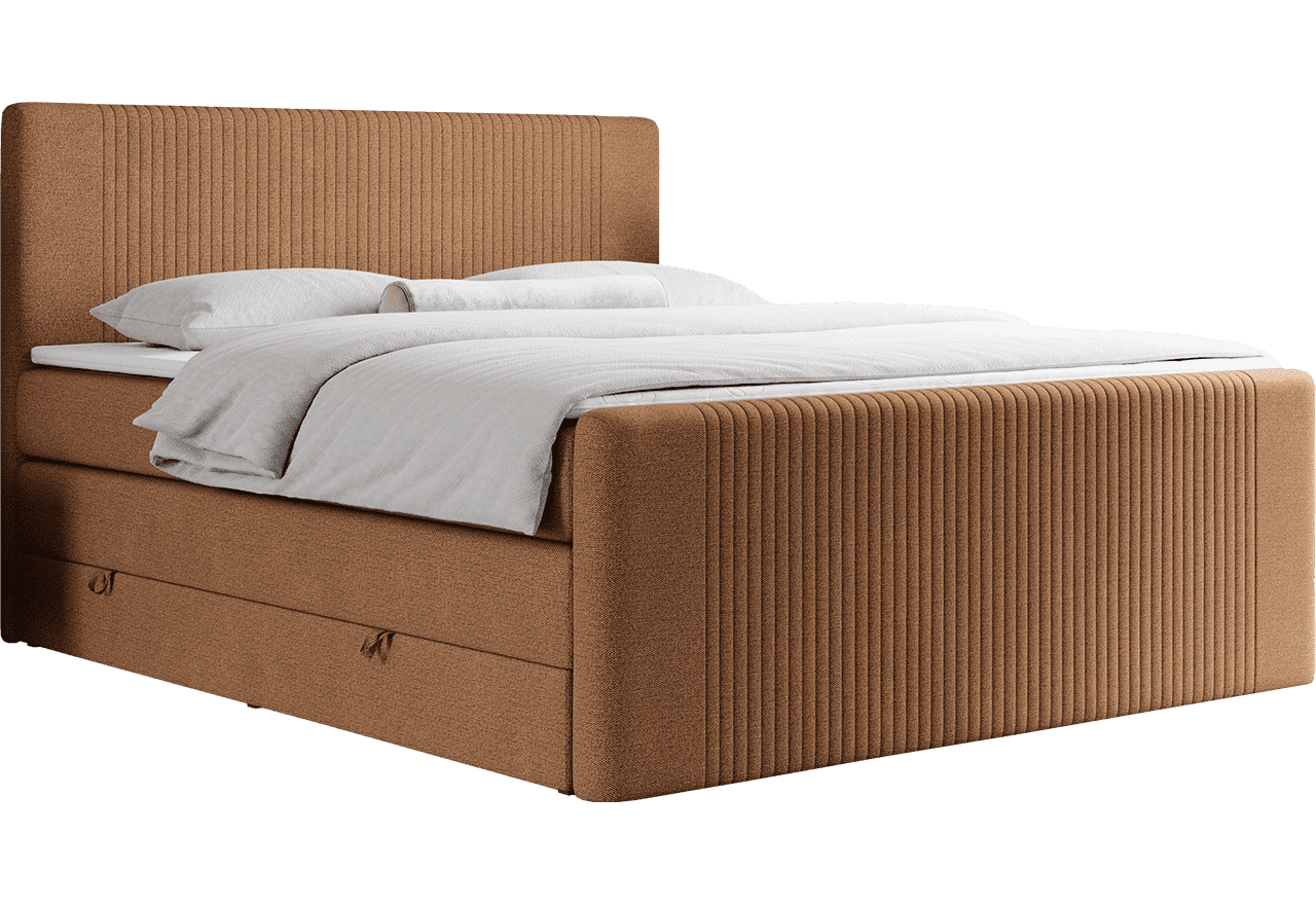 Łóżko kontynentalne KING DOREN 200x200 - H3 - pomarańczowy, struktura