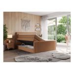 Łóżko kontynentalne KING DOREN 200x200 - H3 - pomarańczowy, struktura