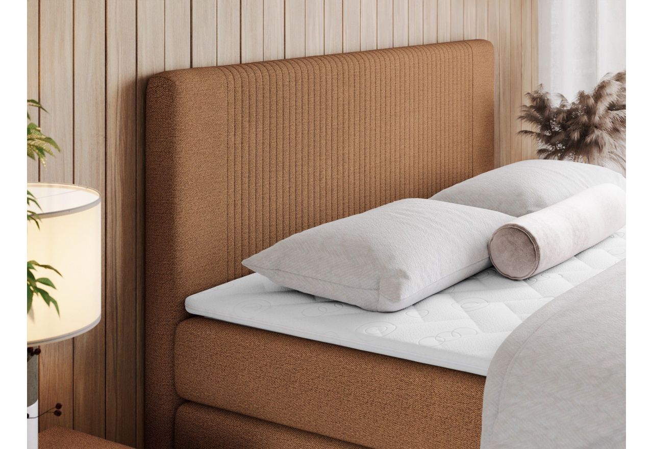 Łóżko kontynentalne KING DOREN 200x200 - H3 - pomarańczowy, struktura