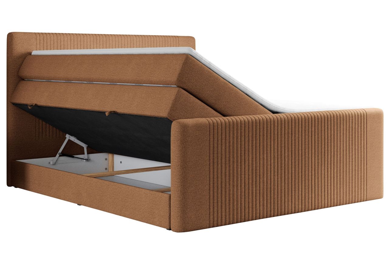 Łóżko kontynentalne KING DOREN 140x200 - H4 - pomarańczowy, struktura