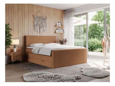 Łóżko kontynentalne KING DOREN 160x200 - H4 - pomarańczowy, struktura