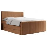 Łóżko kontynentalne KING DOREN 180x200 - H4 - pomarańczowy, struktura