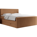 Łóżko kontynentalne KING DOREN 200x200 - H4 - pomarańczowy, struktura