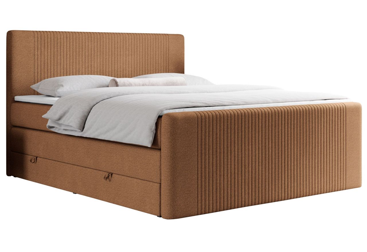 Łóżko kontynentalne KING DOREN 200x200 - H4 - pomarańczowy, struktura