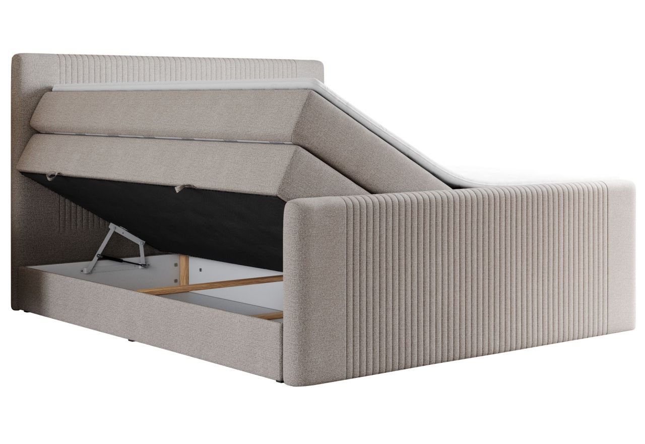 Łóżko kontynentalne KING DOREN 120x200 - H3 - beżowy, struktura