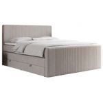 Łóżko kontynentalne KING DOREN 140x200 - H3 - beżowy, struktura