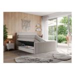 Łóżko kontynentalne KING DOREN 160x200 - H3 - beżowy, struktura