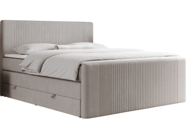 Łóżko kontynentalne KING DOREN 200x200 - H3 - beżowy, struktura