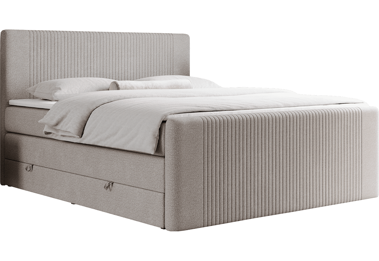 Łóżko kontynentalne KING DOREN 200x200 - H3 - beżowy, struktura