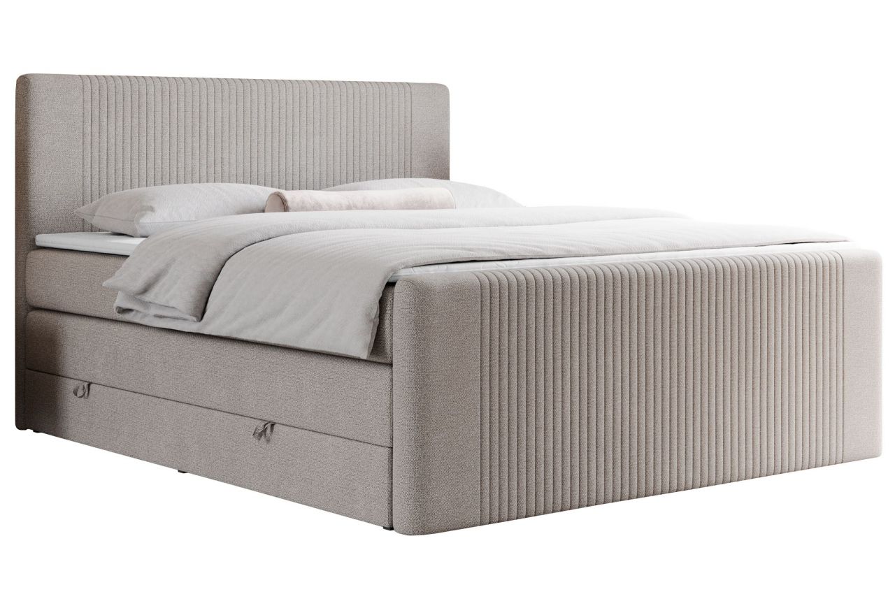 Łóżko kontynentalne KING DOREN 200x200 - H3 - beżowy, struktura