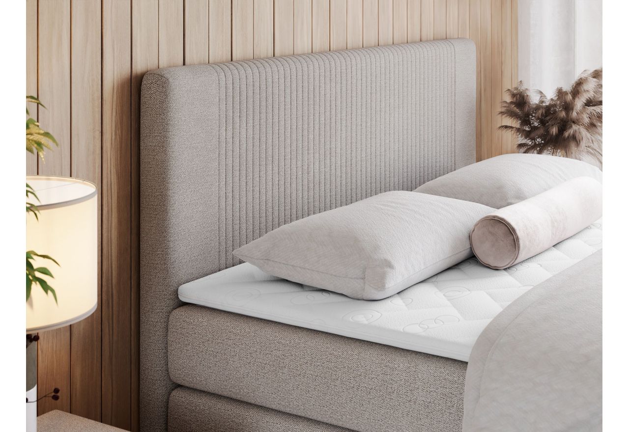 Łóżko kontynentalne KING DOREN 160x200 - H4 - beżowy, struktura