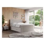Łóżko kontynentalne KING DOREN 180x200 - H4 - beżowy, struktura