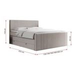 Łóżko kontynentalne KING DOREN 200x200 - H4 - beżowy, struktura