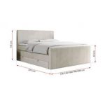 Łóżko kontynentalne KING DOREN 120x200 - H3 - beżowy, welwet