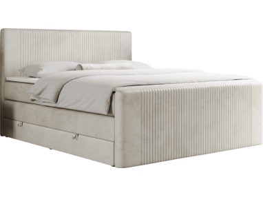 Łóżko kontynentalne KING DOREN 200x200 - H3 - beżowy, welwet