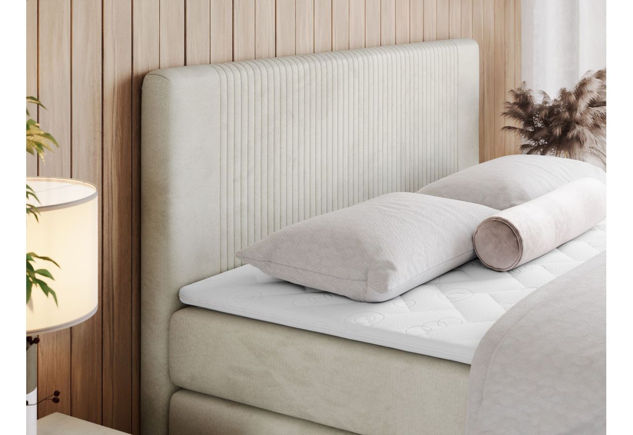 Łóżko kontynentalne KING DOREN 200x200 - H3 - beżowy, welwet