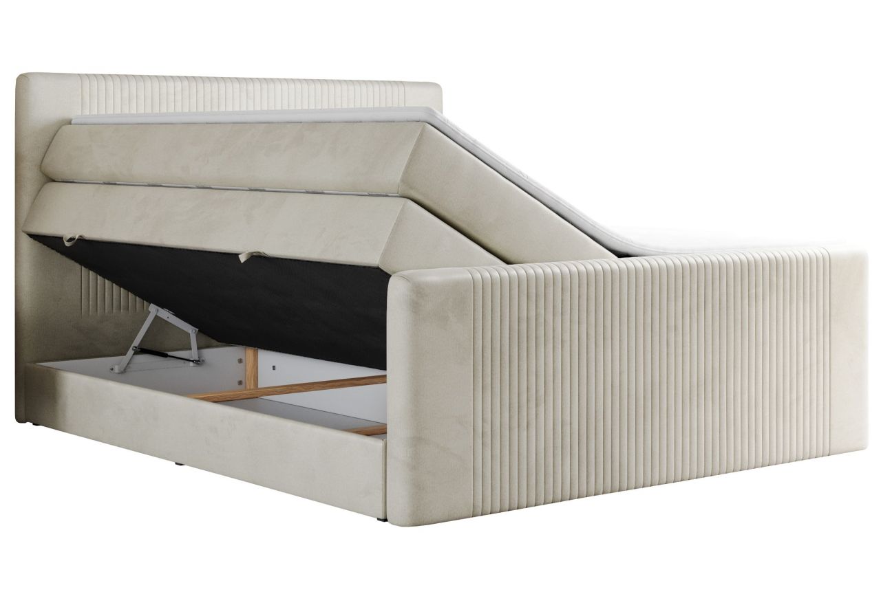 Łóżko kontynentalne KING DOREN 200x200 - H3 - beżowy, welwet