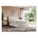 Łóżko kontynentalne KING DOREN 160x200 - H4 - beżowy, welwet