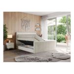 Łóżko kontynentalne KING DOREN 160x200 - H4 - beżowy, welwet