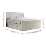 Łóżko kontynentalne KING DOREN 200x200 - H4 - beżowy, welwet