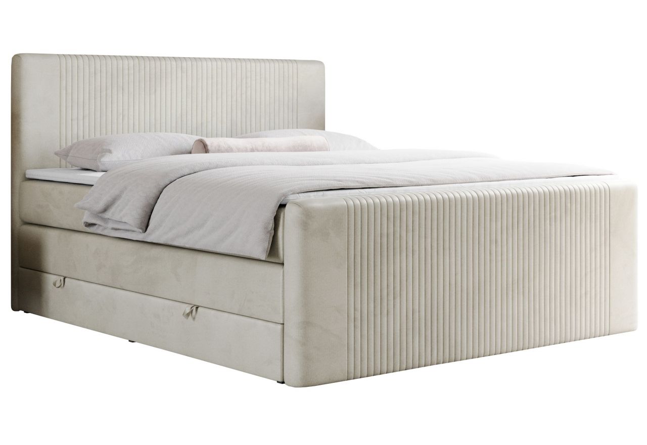 Łóżko kontynentalne KING DOREN 200x200 - H4 - beżowy, welwet
