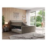 Łóżko kontynentalne KING DOREN 200x200 - H3 - brązowy, welwet