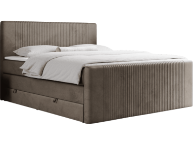 Łóżko kontynentalne KING DOREN 200x200 - H4 - brązowy, welwet