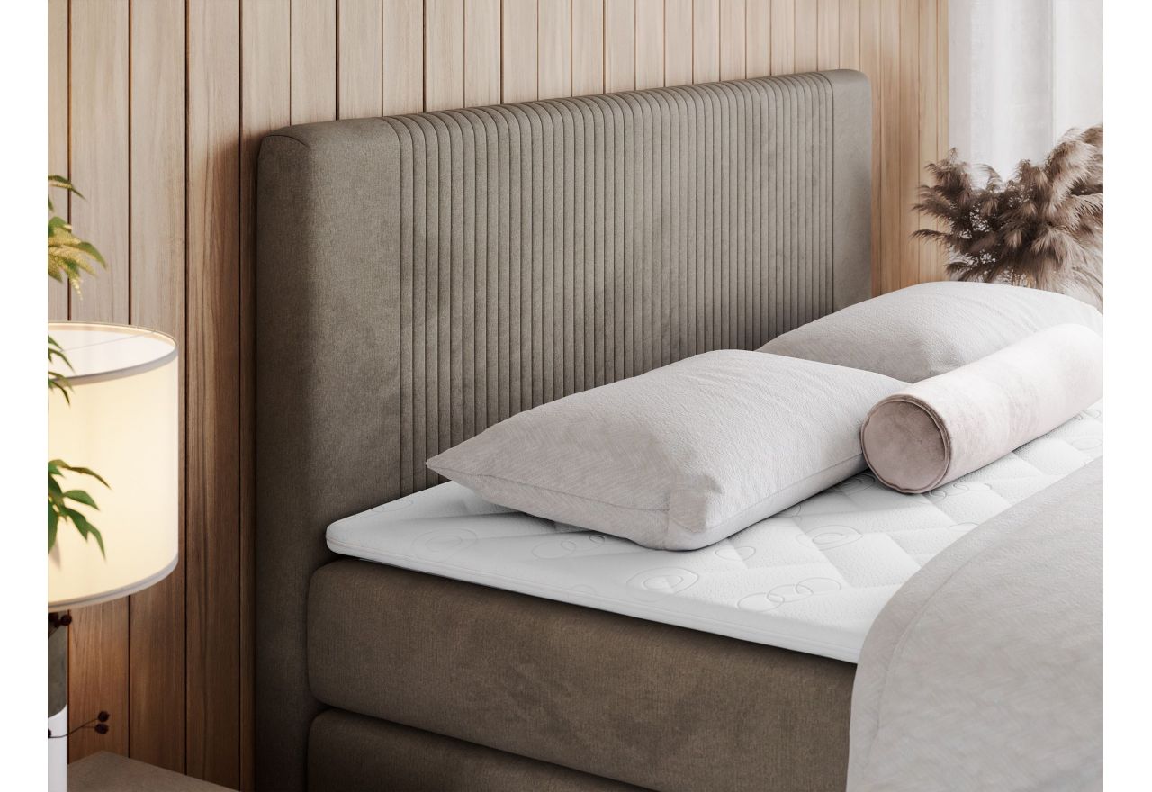 Łóżko kontynentalne KING DOREN 200x200 - H4 - brązowy, welwet